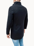 Men's Elegant Single Breasted Trench Coat, Casual High Neck Trench Coat For Business