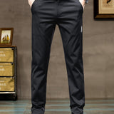 kkboxly kkboxly  Men's Solid Pants With Pockets, Casual Breathable Slim-fit Trousers For Outdoor Activities Gift