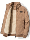 kkboxly  Men's Zip-Up Collar Corduroy Cotton Jacket