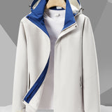 kkboxly  Men's Trendy Casual Lightweight Waterproof Windbreaker Hooded Jacket Coat Regular Fit Coat For Spring Autumn Outdoors Hiking