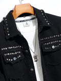 kkboxly  Men's Denim Jacket With Decoration, Casual Street Style Jacket