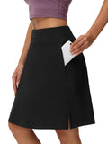 kkboxly  Tennis Sports Mid-Length Skorts, Soft Breathable Quick Drying Yoga Fitness Golf Skirts With Phone Pocket