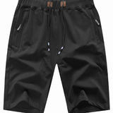 kkboxly  Men's Shorts Casual Classic Fit Stylish Drawstring Elastic Waist Summer Beach Shorts With Zipper Pockets Workout Sport Shorts