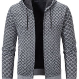 kkboxly  Warm Hooded Cardigan Knitted Coat, Casual Fleece Zip Up Jacket For Fall Winter