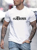 kkboxly  'The Boss' Print Tee Shirt, Tee For Men, Casual T-shirt For Summer Spring Fall, Tops As Gifts