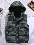 Men Trendy Sleeveless Down Thermal Hooded Vests Jackets Zipper Outdoor Winter Casual Waistcoat Windproof Jacket