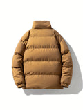 kkboxly  Men's Padded Jacket, Men Casual Padded Coat Windbreaker Zipper Pocket Stand Collar For Men Winter