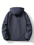 kkboxly  Men's Hooded Windbreaker Jacket, Casual Warm Waterproof Padded Jacket For Fall Winter Outdoor Activities