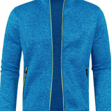 kkboxly  Elegant Mid Stretch Cardigan, Men's Casual Full Zip Up Cardigan Sweater Coat For Fall Winter