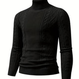 kkboxly  Men's Plain Turtleneck Sweater, Trendy High Stretch Fashion Comfy Thermal Tops