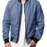kkboxly Men's Stylish Bomber Jacket - Large Size, Pockets & Zipper for Maximum Comfort
