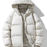Plus Size Men's Reversible Jacket Solid Puffer Hooded Jacket Fashion Casual Jacket For Fall Winter, Men's Clothing