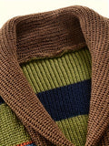 Elegant High Stretch Ethnic Retro Cardigan, Men's Casual Vintage Style V Neck Button Up Cardigan Sweater Coat For Fall Winter