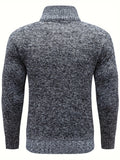 kkboxly  Men's Stand Collar Jacquard Knitting Thickened Warm Sweater