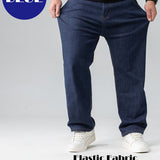 Men's Oversized Long Straight Stretchy Classic Solid Jeans For Spring/autumn, Men's Clothing, Plus Size