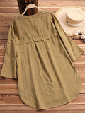 Solid Pocket Button Blouse, Casual Long Sleeve Blouse For Spring & Fall, Women's Clothing