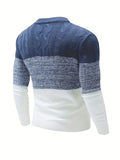 kkboxly  Vintage Style Heavyweight Stitching Color Plus Size Men's Long-sleeved Sweater, Plus Thick Oversized Pullover Top