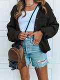 2025 kkboxly  Waffle Solid Jacket, Casual Button Front Long Sleeve Outerwear, Women's Clothing
