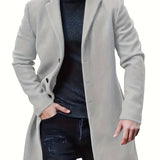 kkboxly  Men's Warm Overcoat, Elegant Single Breasted Trench Coat For Fall Winter