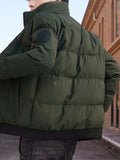 kkboxly  Men's Solid Padded Jacket, Men Casual Padded Coat Windbreaker Zipper Pocket Stand Collar For Men Winter