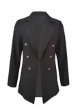 kkboxly  Double Breasted Lapel Blazer, Elegant Solid Long Sleeve Work Office Outerwear, Women's Clothing