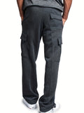kkboxly  Men's Cargo Sweatpants Open Bottom Straight Leg Casual Fit Baggy Jogger Pants With Pockets Fleece Cargo Sweatpants