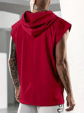 kkboxly Plus Size Men's Running Fitness Sports Sleeveless Hoodie, Light And Breathable, Loose Short -Sleeved Sports And Leisure Fashion New Models