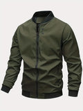 kkboxly  Fashionable Men's Trendy Zipper Versatile Stand Collar Windproof Jacket, Versatile And Comfortable, Suitable For Dates