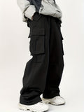 kkboxly  Solid Baggy Pants Multi Flap Pockets Men's Hipster Cargo Pants, Loose Casual Outdoor Pants, Men's Work Pants Streetwear