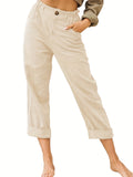 kkboxly  Solid Elastic Waist Pants, Casual Wide Leg Pants For Spring & Summer, Women's Clothing