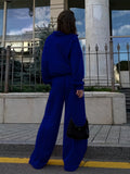 kkboxly  Casual Solid Two-piece Set, Zipper Front Long Sleeve Top & Slant Pocket Wide Leg Pants Outfits, Women's Clothing