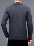 kkboxly  Men's Stylish Loose Stripe Pattern Knitted Sweater, Casual Breathable Long Sleeve Crew Neck Top For City Walk Street Hanging Outdoor Activities