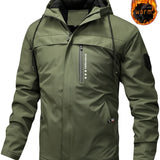 kkboxly  Warm Fleece Hooded Jacket, Men's Casual Winter Jacket Coat For Outdoor Activities
