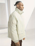 Men's Warm Windbreaker Winter Jacket, Casual Stand Collar Wearproof Cotton Padded Jacket Coat