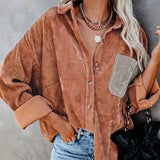 kkboxly  Button Front Solid Shirt, Vintage Long Sleeve Collar Shirt, Women's Clothing