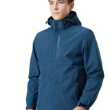 kkboxly  Men's Lightweight Waterproof Rain Jacket, Hooded Shell Outdoor Raincoat Hiking Windbreaker Jacket Coat