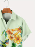 kkboxly  Vacation-Ready Men's Hawaiian Shirt with Tropical Floral Bird Print