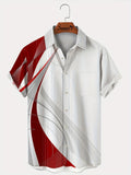 kkboxly  Men's Gradient Geometric Art Button-up Lapel Shirt, Fashion Sports Tee, Loose Casual Comfy Top, Men's Plus Size Clothing