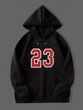 ''58.42cm Print Men's Fleece Hoodie, Comfy Stretch Drawstring Trendy Hooded Pullover