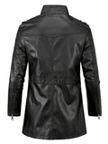 realaiot  Men's Cool PU Leather Jacket, Casual Street Style Stand Collar Overcoat With Zipper Pockets