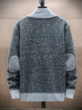 Men's Full Zip Up Casual Stand Collar Cardigan, Regular Fit Knitted Sweater Jacket Coat With Pockets For Winter Fall
