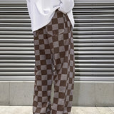kkboxly  Men's Casual Plaid Loose Straight Cotton Jeans Special Gifts For Christmas!