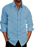 kkboxly  Plus Size Men's Elegant Mature Long Sleeve Shirt, Trendy Oversized Slim Fit Button Up Shirt For Big & Tall Males, Men's Clothing, Plus Size