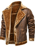 kkboxly Men's Fur And Fur Slim Suede Jacket