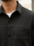 Solid Color Jackets For Men Dual Pockets Snap Button Up Lapel Stylish Coat Jackets For Men