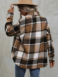 kkboxly  Plaid Button Front Jacket, Casual Long Sleeve Lapel Outwear, Women's Clothing