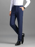 kkboxly Classic Design Dress Pants, Men's Formal Solid Color Slightly Stretch Dress Pants For Spring Summer Business