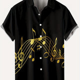 kkboxly  Stylish Men's Musical Note Printed Casual Shirt - Perfect for Parties and Streetwear