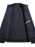 kkboxly  Men's Casual Jacket, Solid Color Stand Collar Zipper Jacket Christmas Gifts