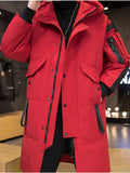 kkboxly kkboxly  Men's Stylish Color Matching Puffer Coat With Pockets, Casual Breathable Zip Up Long Sleeve Warm Hooded Top For City Walk Street Hanging Winter Outdoor Activities